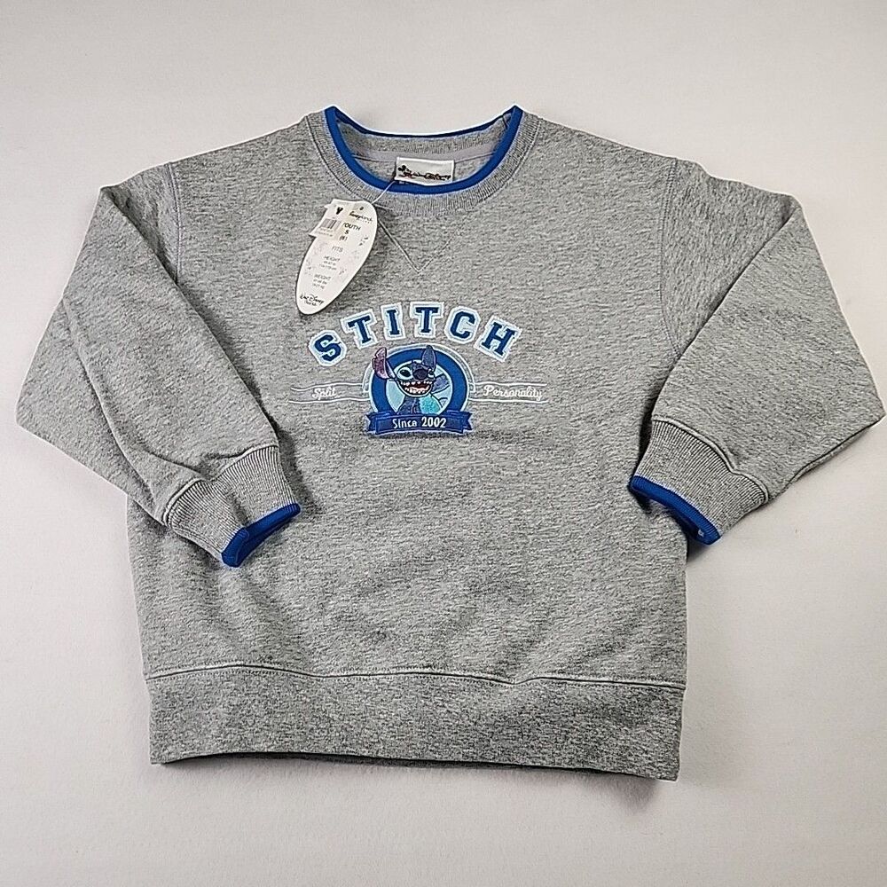 2000s Disney World Embroidered Stitch Split Personality Sweatshirt Youth S (6)